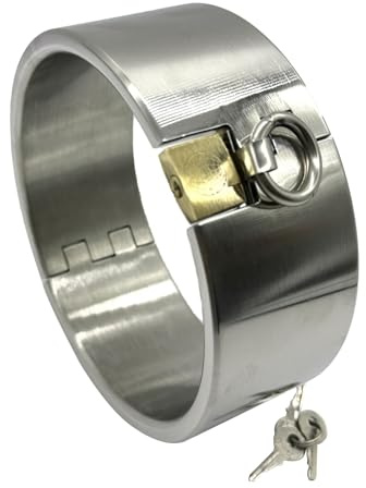 Qodpxxi 5cm Hoch Super Schwere Metall Sex Halsbänder Halsreif Edelstahl Halsband mit Schloss und Schlüssel SM Halsfessel Sklave Hals Kragen BDSM Bondage Fesseln Sex Spielzeug für Männer Frauen