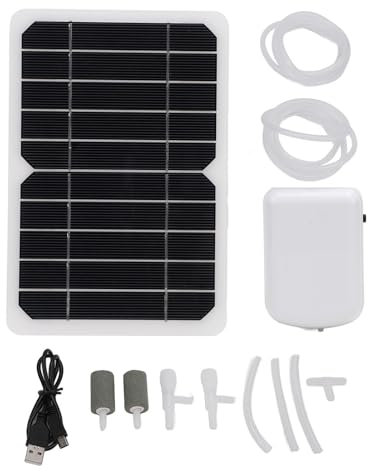 Aeratore per Laghetto Solare, Ossigenatore per Laghetto Ricaricabile, Silenzioso e Impermeabile da 2000 mAh per Acquari e Coltura