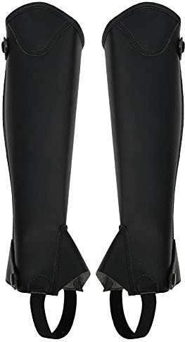 equlup Reiten Reiten Halb Chap, 1 Paar Superfaser PU Leder Halbhöfungsreiten Verstellbarer Kinder Halb -Kap -Unisex -Beinkörperschutzgeräte für Kinder (CL)