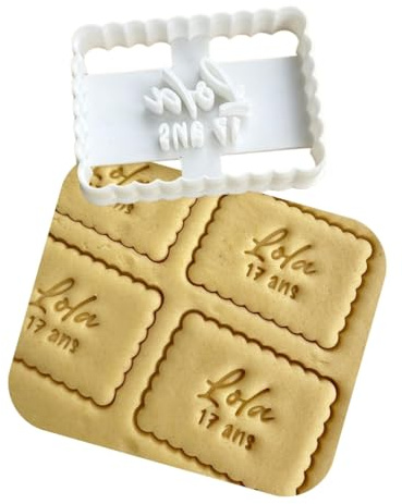 Générique Emporte-Pièce Petit Beurre Personnalisé avec le Prénom et Âge de Votre Choix - Emporte Pièce Anniversaire, Cookie Cutter - 7cm*5cm - PLA Biodégradable