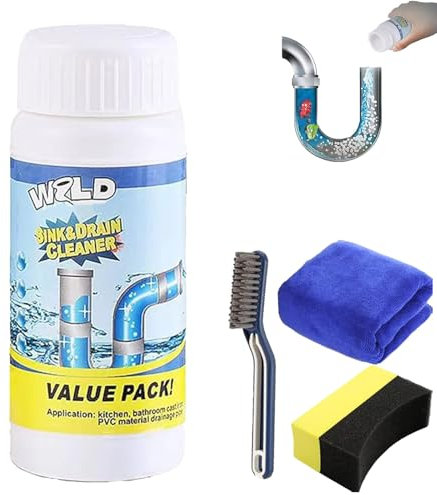 Wild - Detergente per lavelli e scarichi, Wild Powerful S-ink & D-Rain, detergente per tubi W-ild, schiuma sbloccante S-ink, per cucina, bagno, WC, doccia (1 pezzo)