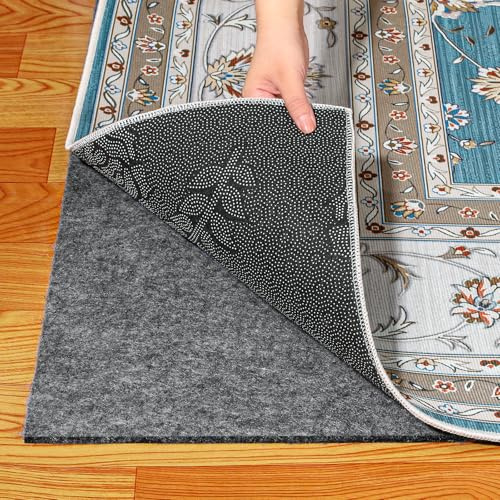 Waterproof Rug Pad 10x14 Ft, 1/8 Thick Under Area Carpet Padding, Non Slip Felt Rug Pads for Hardwood Floors, Protective Underlay Keeps Rugs in Place Without Wrinkles