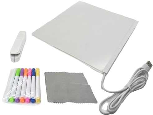 Tableau mémo lumineux à LED 30 x 20 cm en acrylique transparent avec marqueur et support d'écriture en acrylique avec