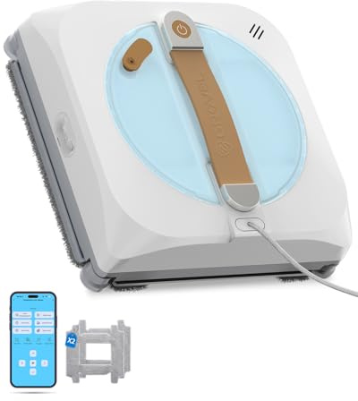 GNOVEL Fensterroboter, 10000Pa Saugkraft, 4-in-1 Modi, Sprühtechnik&Sicherheitssystem für Glasflächen