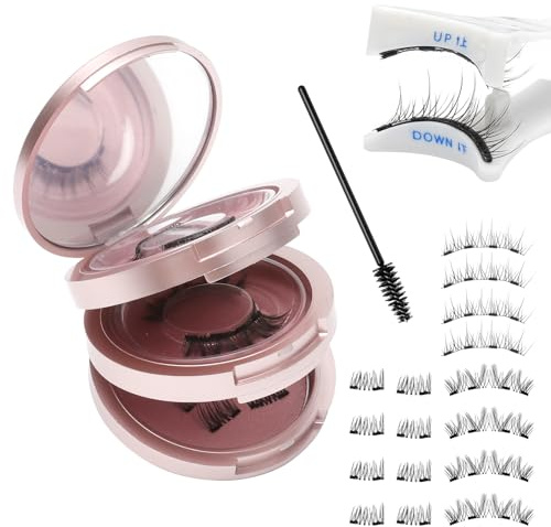 4 strati ciglia finte magnetiche impermeabile ciglia finte magnetiche naturali Riutilizzabile magnetic lashes Nessuna colla magnetic eyelashes Contiene pennello ciglie applicatore ciglie specchio