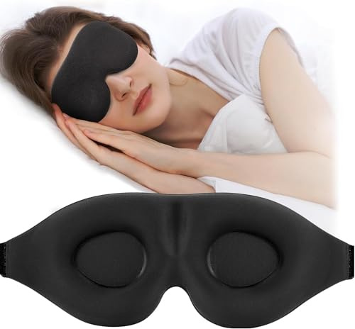 Masque de Nuit 3D pour Hommes et Femmes - Ergonomique Masque de Sommeil qui Bloque la Lumière pour Dormir, les Siestes, la Méditation, les Voyages (Noir)
