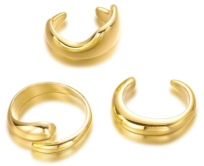 XFSRG 3 Pezzi Bracciale Donna Aperto Polsino Largo Gioielli Regolabile Eleganti Minimalista Bracciali Set Regali per Ragazze Amicizia Compleanno (Oro #2)