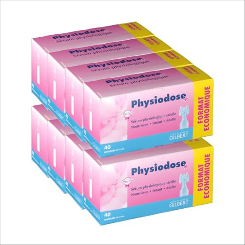 GILBERT | Sérum Physiologique | Hygiène Nasale | Rinçage Auriculaire | Lavage des Plaies | Action Humidifiante | Fabrique en France | Lot de 8 Boîtes de 40 x 5 ML