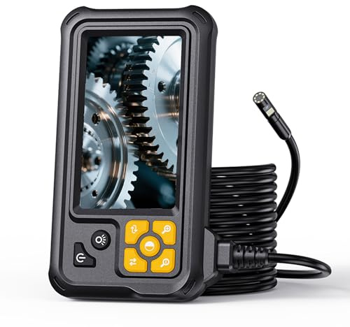 TOWODE Dual-Lens Endoscope Borescope – 4.3 Inch Screen & 5m Cable, Full HD 1080P Portable Inspection Camera, IP67 Waterproof, Adjustable LED Lights with Mirror/Magnet/Hook for Industrial & Home Use