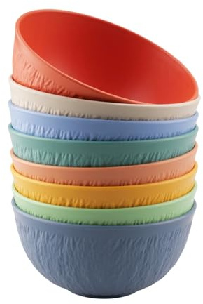 aupawdy Lot de 8 bols à céréales en plastique – Pour céréales, salades et desserts, passent au micro-ondes et au lave-vaisselle, sans BPA
