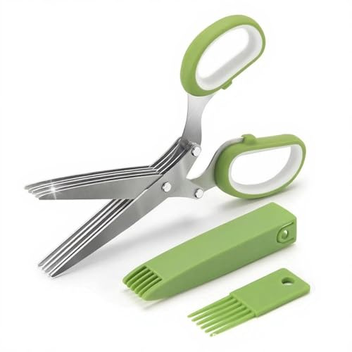 5-Blade Multi-Use Kitchen Shears with Cover Dishwasher Safe Steel Scissors for & Paper Shredding Multifunctional Vegetable Cutter
