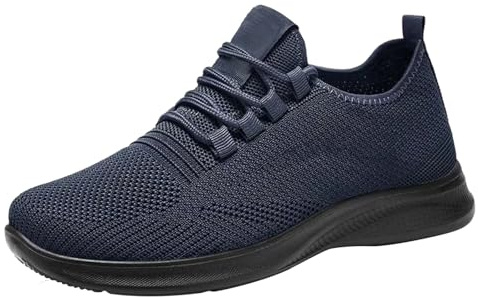Generiska skor, herrsneakers, lediga, vandringsskor, mjuka sulor, joggingskor, platå, ortopediska promenadskor, halkfria, vandringsskor, snörning, sportskor, arbetsskor, män, vattentäta, blå, 43 EU
