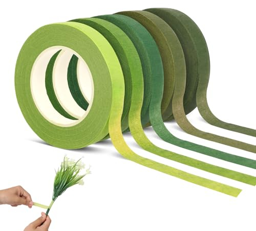 10 Rollen Grün Floristenband Selbstklebend, Floral Tape Floristenkrepp | 12mm x 28m 5 Farben klebeband Grün Floral Tape Blumenband Für Blumenstrauß Stiel Verpacken Floralen Handwerken DIY