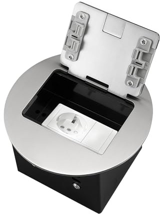 Btstil Prise encastrable pour réservoir de sol - Prise encastrable en acier inoxydable avec couvercle - Boîte encastrée étanche avec 1 Schuko pour sol, table, plan de travail (AC)