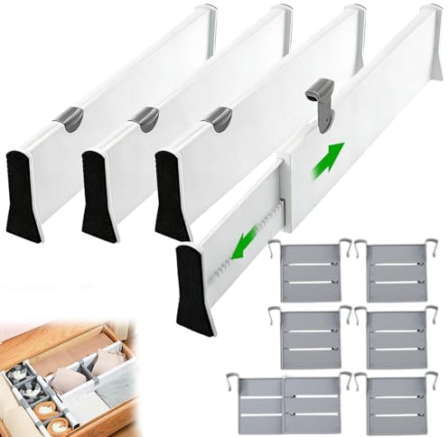 Aiseeok 4er Set Schubladentrenner Verstellbar 37.5-54 cm Höhe 10 cm, Schubladenteiler Schubladen Organizer Ordnungssystem für Küche Kleiderschrank Schreibtisch Kommode Büro, Weiß