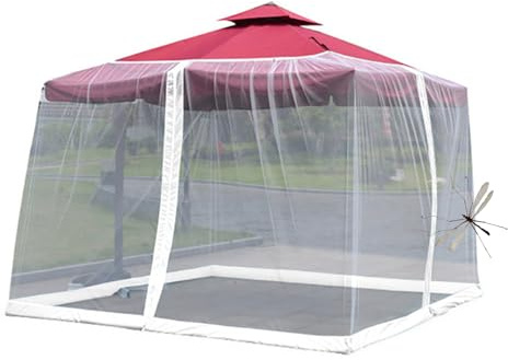 VOKAIS Zanzariera per ombrellone da patio, zanzariera quadrata da 3 x 3 x 2.3 meters, con corda regolabile e doppia porta con cerniera, Gazebo Per Zanzariere Ombrelloni Da Este (Bianco)