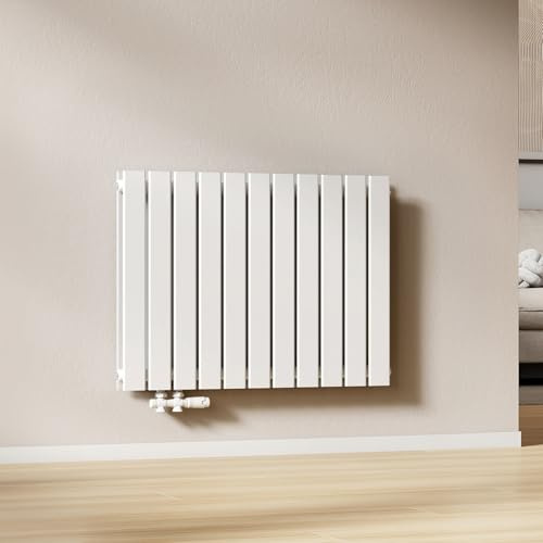 EMKE Radiatore ad Acqua 63 x 85 cm, Antracite,1106 W,10 m² | Termosifone a Parete con Pannelli Piatti Doppio, Riscaldamento Centralizzato per Soggiorno e Bagno, Attacco Centrale 50 mm