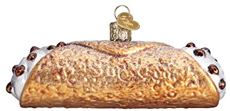 Old World Christmas Cannoli Glass Blown Ornament for Christmas Tree, Handcrafted Holiday Decoration, Dessert Collection
