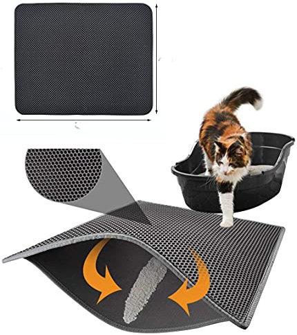 Tapis de Litière pour Chat, Tapis Litière Chat, Tapis Litière Double Couche pour Chat, Imperméable Non Toxique EVA (S)