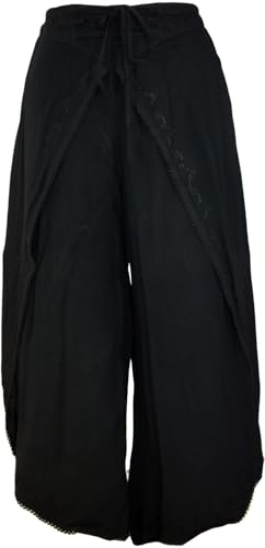 GURU SHOP Palazzohose, Boho Hosenrock, Orienthose, Sommerhose - Schwarz, Damen