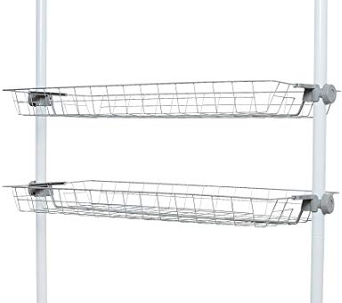 WENKO Hercules, set om 2 tilläggskorgar för individuellt justerbart organisationssystem, hylla som förlängning till teleskopsystemet Hercules, 94 x 8 x 38 cm, tillverkad av metall i grått