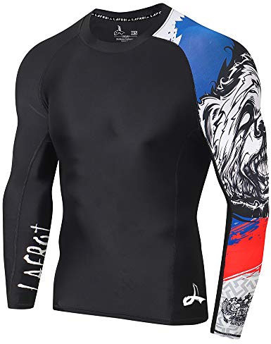LAFROI - Camiseta de Neopreno Protectora, de compresión, para Hombre, Manga Larga, UPF 50+, Ajustada, Modelo CLYYB (Asym Honor Strike,M)