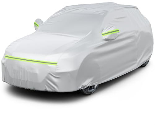 Favoto Autoabdeckung Vollgarage Auto Abdeckplane Staubdicht Wasserdicht Autohülle Autoplane Winter & Sommer für 430cm-465cm SUV Silber 3kg