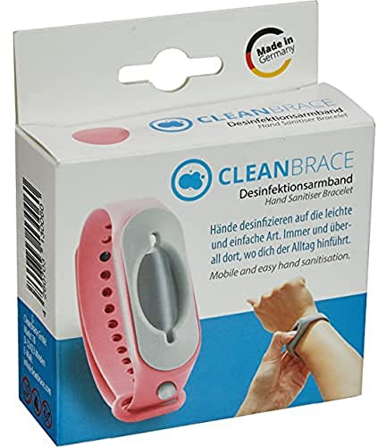 Cleanbrace Hygiene und Desinfektionsarmband Handdesinfektion für unterwegs inklusive Refiller, Pink, 1 stück