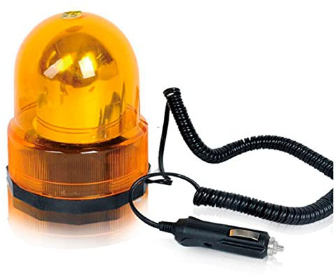 Acan Luz rotativa de Advertencia magnética 12 V, 15 x 12,5 cm, Faro, Foco de Emergencia ámbar para mechero de camión, Tractor, Excavadora, 3 m de Cable