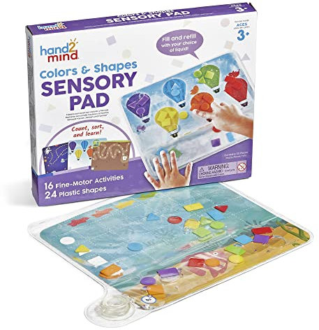 Learning Resources Colours & Shapes Sensory Pad, Reusable Sensory Bag for Kids, Fine Motor Skills Toy, 16 Fine Motor Activities, 24 Plastic Shapes, Ages 3+, Multicolou