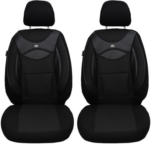 BREMER SITZBEZÜGE Maß Sitzbezüge kompatibel mit VW T5 T6 T6.1 Transporter Multivan Caravelle California Schonbezüge inkl. Armlehnen Bezüge Fahrer & Beifahrer 128 in Schwarz/Schwarz