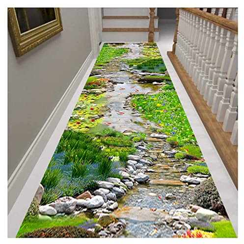 Siunwdiy 3D Teppich Läufer Flur,küchenläufer rutschfest waschbare Küchenteppiche,Teppich für Wohnzimmer Büro Schlafzimmer,Weihnachts deko Teppichläufer,Grün,40x180cm