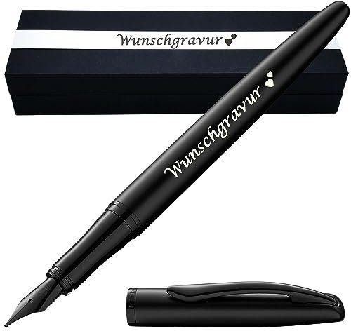 Pelikan Füllhalter Jazz® Noble Elegance mit Gravur als Geschenk | Emojis Gravur möglich | Farbe Carbon Schwarz | personalisiert mit Wunschgravur Pelikan Füller mit Gravur