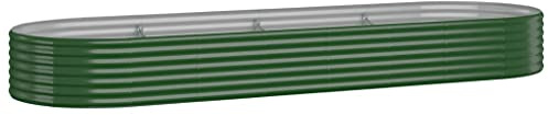 vidaXL Odlingslåda galvaniserat stål 322x100x36 cm grön, blomlåda, blomkruka, trädgårdsplantor, blomlådor, blomkrukor, trädgårdskruka