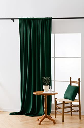 Cotton Market Velours Gardinen 250x140 cm - Vorhänge für Fenster und Balkontür - Vorhang für das Haus auf Band - Vorhang Blickdicht - Gardinen Stange Curtains - Verdunkelungsvorhang - Grün
