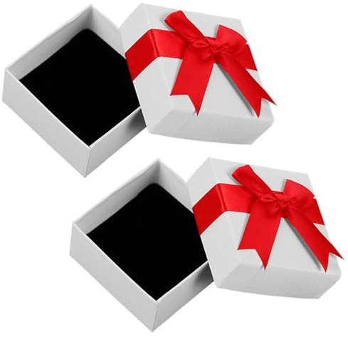2 petites boîtes-cadeaux avec couvercle pour bijoux, boucles d'oreilles, bracelets, bagues, colliers, idéal pour les femmes, anniversaire de mariage, mariage, anniversaire, Noël