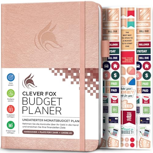 Clever Fox Budget Planner - Ausgaben Tracker Botizbuch. Monatliches Budgetierungsjournal, Finanzplaner und Rechnungsbuch zur Kontrolle Ihres Geldes, A5 - Roségold (Deutsch)