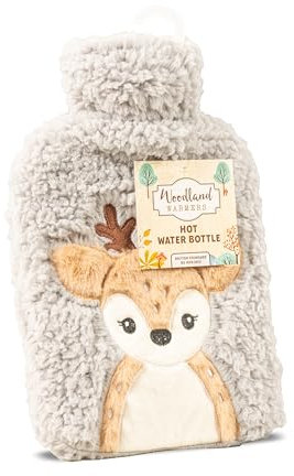 iN Hot Water Bottle with Cover | UK Safety Tested | Super Soft, Leakproof | Large | Hot Water Bag for Neck, Shoulder, Warmer, Period Pain Relief, Stomach Cramps, Gifts for Women, Men (Grey)