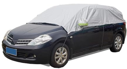 Blueshyhall Mezza copertura auto impermeabile per auto piccole e compatta SUV, copertura auto invernale, parabrezza laterale, telo di copertura per auto per interni ed esterni, in tessuto SUV