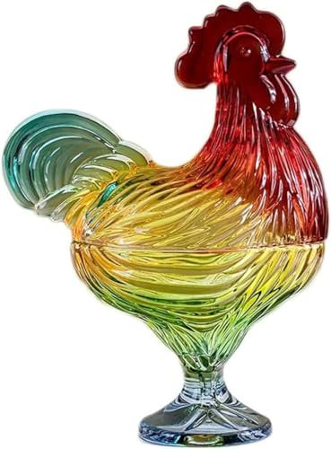 HSHTTKL Nuevo Frutero de Cristal Creativo, Cesta de Frutas en Forma de Gallo, Soporte para Frutas, Plato de Frutas con Tapa, Aperitivos, Almacenamiento de Frutas secas, Colorido Bandeja de Frutas