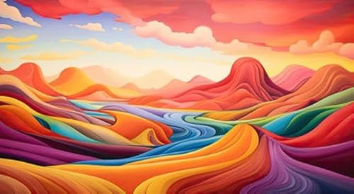 adrium Acryl-Bild 70 x 40 cm: eine bunte Landschaft mit einem Fluss (211836415)