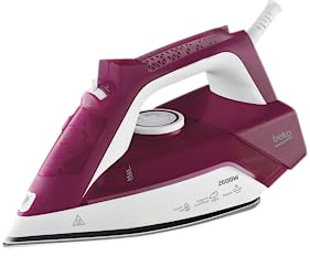 Beko – SIM3126R – strykjärn, 2 600 watt, vertikal strykning, automatisk rengöring, 240 ml – röd