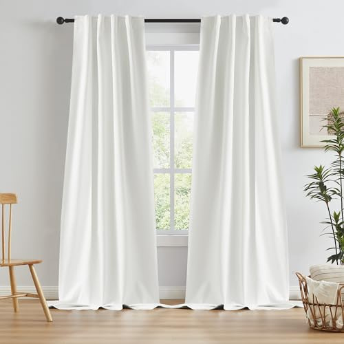 Keqiaosuocai Verdunkelungsvorhänge, Boho-Stil, Landhausstil, Vorhänge für Wohnzimmer, Stangentasche/Rücklasche/Hakengürtel, 86 x 267 cm (B x L), Naturton