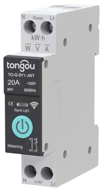 Commutateur de Disjoncteur Intelligent Tuya WiFi 1P 6A 10A 16A 20A 25A 32A 40A 50A 63A Commutateur WiFi de Télécommande Sans Fil pour Maison Intelligente (20A With Metering)