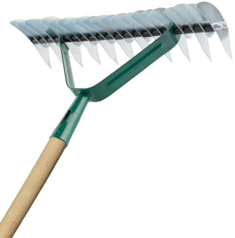 Lawn Aerator Scarifier with Handle, Effective Manual Lawn Grass Soil Aeration and Scarification for Lawn Care & Maintenance, Hand Dethatching Rake, Moss Removal Garden Tool