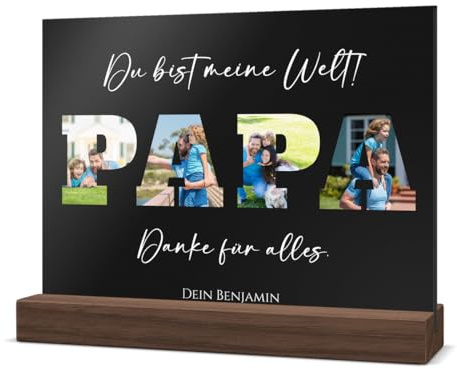 CHRISCK design Acrylglas Bild als Papa Geschenk zum Geburtstag mit eigenen Fotos - personalisierte Geschenkidee für Deinen Vater - Acryl Glasbild für den besten Papa der Welt