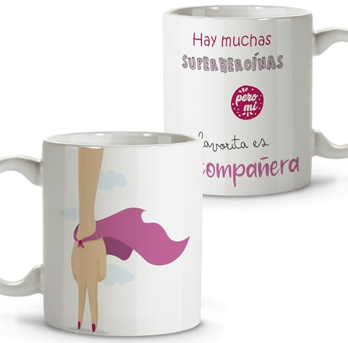 LolaPix Regalos de Despedida trabajo. Tazas originales para regalar. Regalo compañera trabajo. Regalo amiga. Detalles Compañeros de Trabajo. Aptas para Lavavajillas. Taza Compañera Cerámica 330 ml.