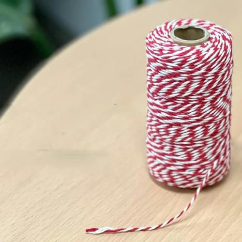Makramee-Seil, 2 mm, 100 m, Baumwollkordel, Baumwollkordel für Knoten, Makramee-Zubehör, Wandaufhänger, Dekoration, Makramee-Seil, Rot-Weiß, 2 mm, 100 Meter