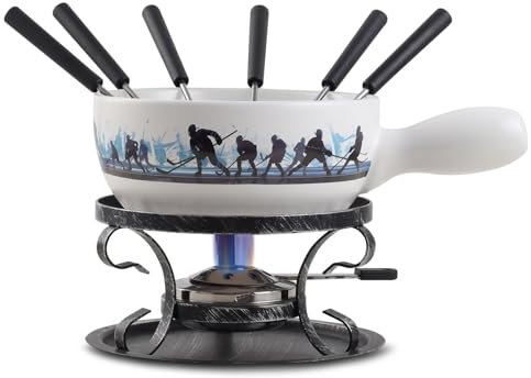 Artestia Icebound Eagles Fondue Set for Party - 2L Large Capacity Cheese Fondue Pot Melting Chocolate, Ceramic Fondue Pot, 6 Fondue Forks, Christmas, Wedding Gifts