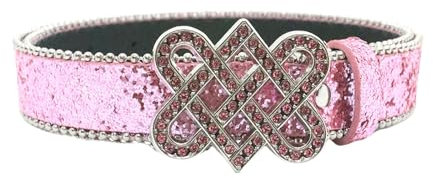 XANHOY Taillengürtel mit Pailletten und Schnalle, PU-Leder, Hüftgürtel für Rock-Fans, verschleißfest, verstellbare Länge, Rosa Strass-Pailletten, Rosa, 105*2.8 cm